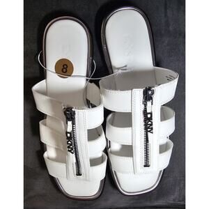 DKNY White Slip On Slide Sandals Shoes Womens Size 8